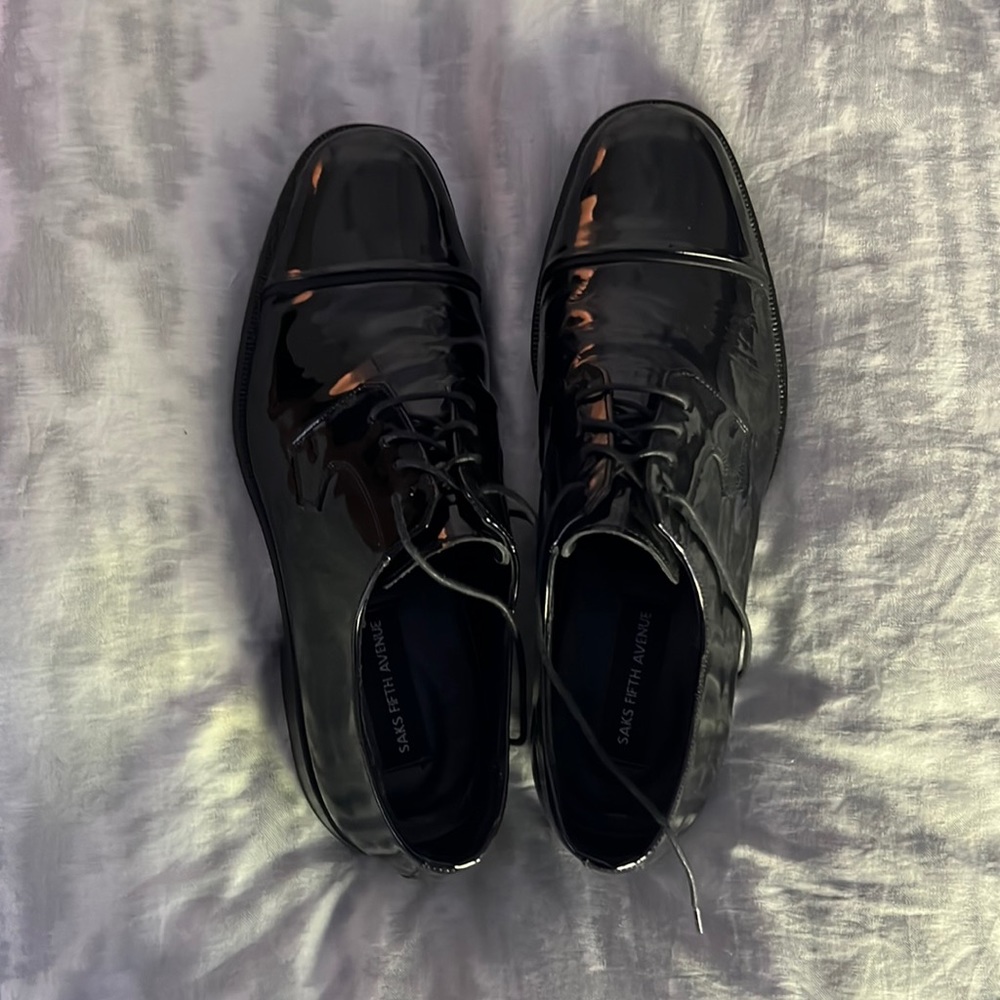 Mens black patent leather dress shoes (formal) size 10
